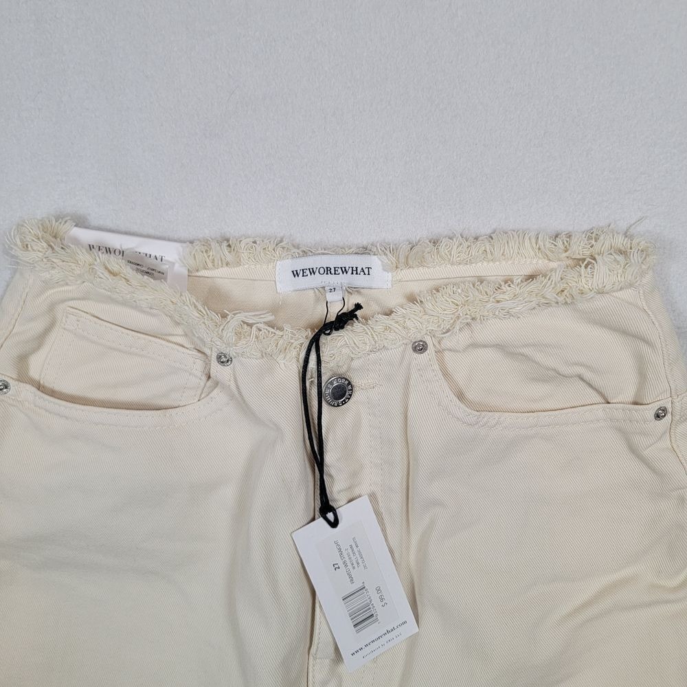 NWT WeWoreWhat Women's Frayed WB Straight Sz 27 Twill Denim Classic White - Picture 10 of 12